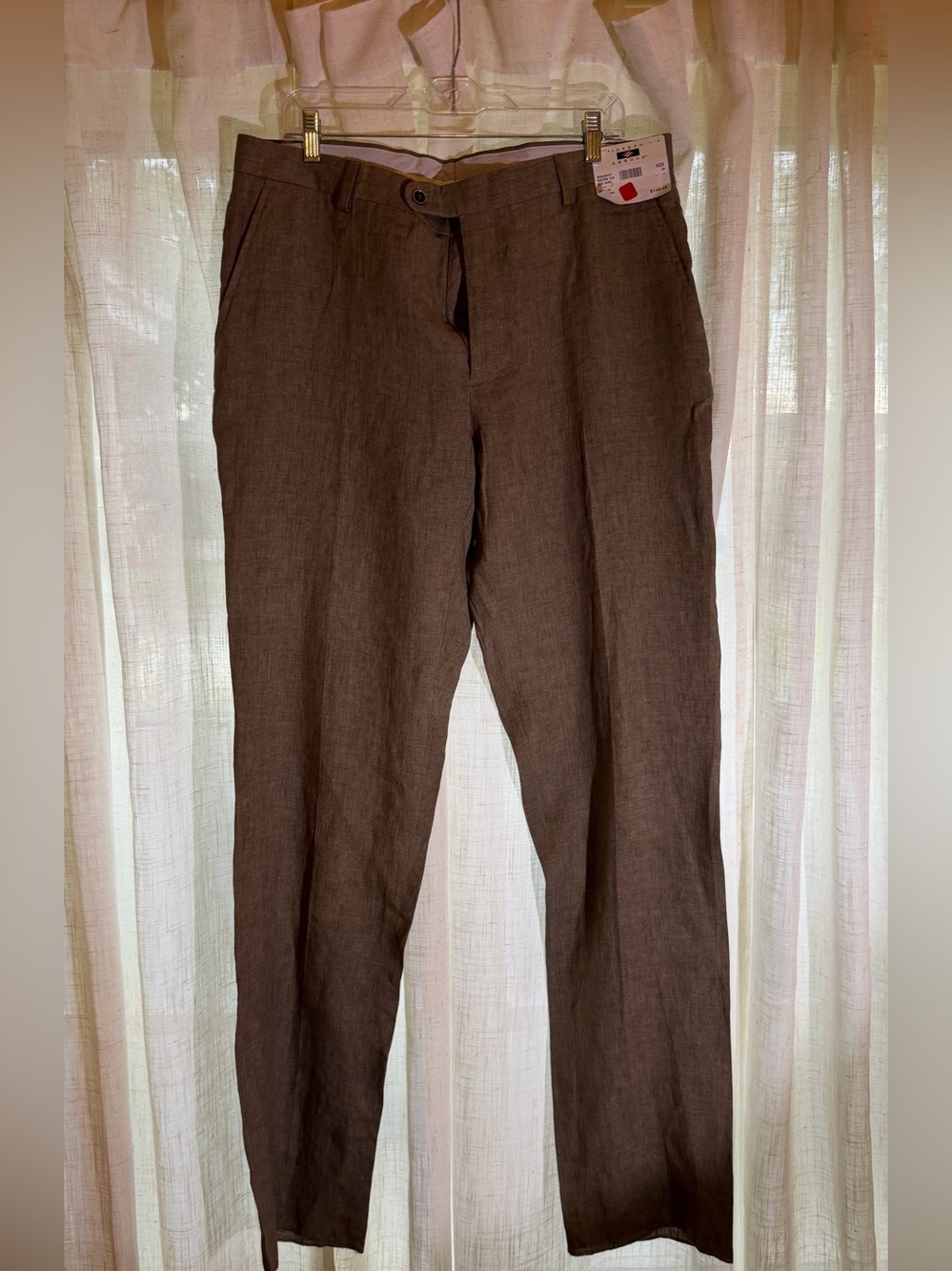 Joseph Abboud Tan Linen Trousers